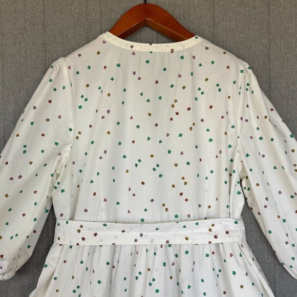 Talbots 100% Cotton Poplin; Blissful Floral Puff Sleeve Midi Shirt Dress Size 18 - Picture 11 of 16